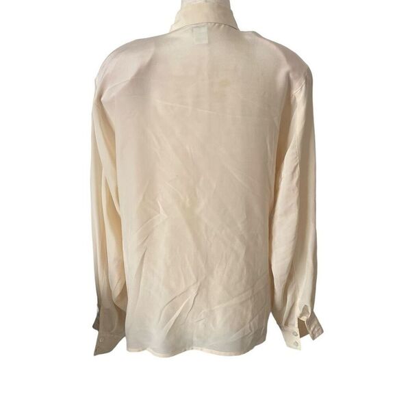 Vintage 1980’s Silk Blouse Paul Stanley Secretary Button Up Size 6 Cream, D23 - Picture 2 of 9